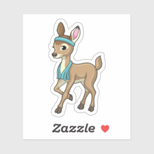 Sticker Deer at Fitness with Towel