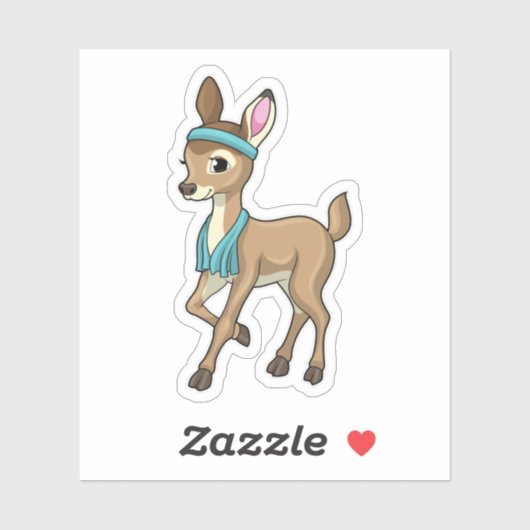 Sticker Deer at Fitness with Towel (Feuille)