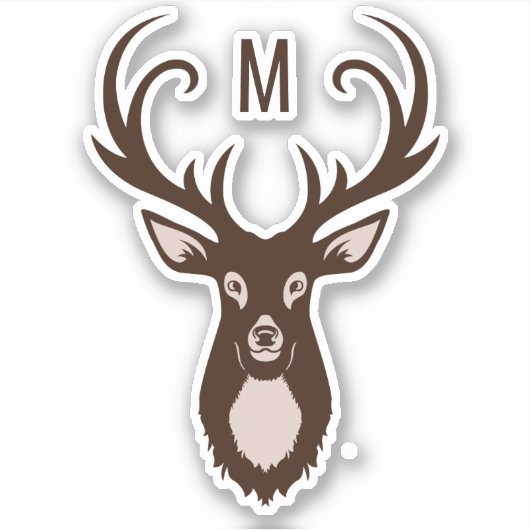Sticker Deer avec votre monogramme (Devant)