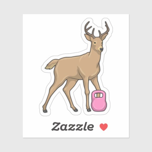 Sticker Deer Fitness Dumbbell (Feuille)