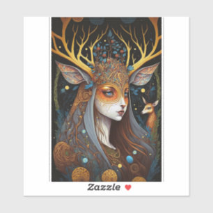 Sticker Deer Lady Imaginaire Art