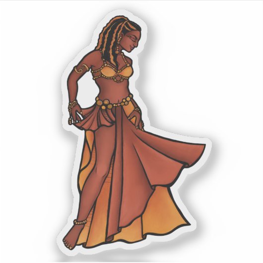 Sticker Déesse danseuse du ventre nubien (Devant)