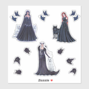 Sticker Déesse gothique et art du loup par Renee Lavoie