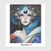 Sticker Déesse masquée cosmique Queen Imaginaire Art (Feuille)