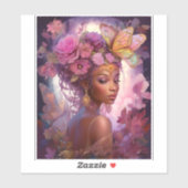 Sticker Déesse noire Art Imaginaire rose violet (Feuille)