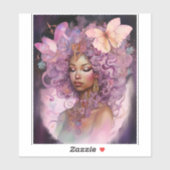 Sticker Déesse noire Art Imaginaire rose violet (Feuille)