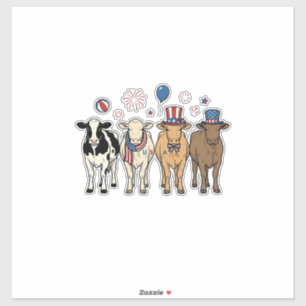 Sticker Défilé de vaches patriotiques Vintage Vector Desig