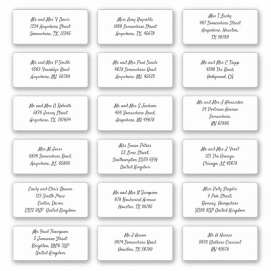 Sticker Définir 18 Nom du destinataire individuel Adresse  (Devant)