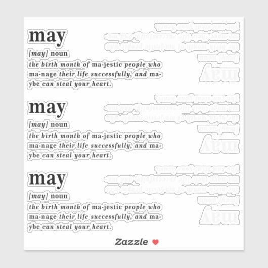 Sticker Définition d'anniversaire de mai (Feuille)