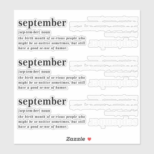 Sticker Définition d'anniversaire de septembre (Feuille)