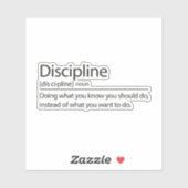 Sticker Définition de discipline, inspiration motivationne (Feuille)