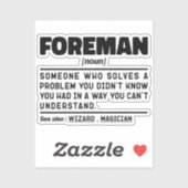 Sticker Définition de nom de contremaître Professionnel Pè (Feuille)