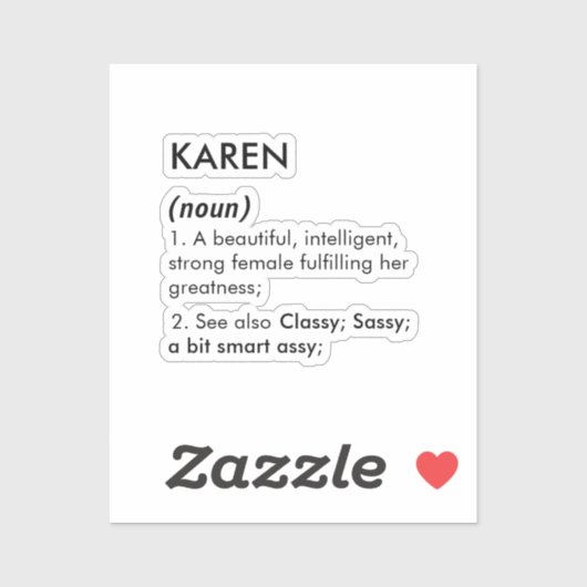 Sticker Définition de nom Karen modifiable, nom personnali (Feuille)