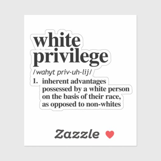 Sticker Définition de privilège blanc (Feuille)