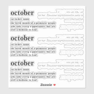 Sticker Définition d'octobre pour un anniversaire