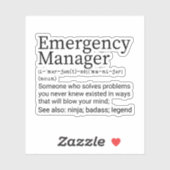 Sticker Définition Funny Emergency Manager (Feuille)