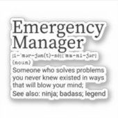Sticker Définition Funny Emergency Manager (Devant)