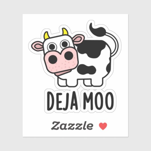 Sticker Deja Moo Funny Pun de vache (Feuille)