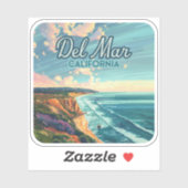 Sticker Del Mar California San Diego Beach Pacifique Vinta (Feuille)