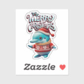 Sticker Delfin Navidad "Merry Christmas" (Feuille)