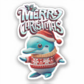 Sticker Delfin Navidad "Merry Christmas" (Recto)