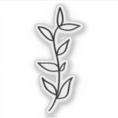 Sticker Delicate Botanical Leaf Design Black Line Art  (Devant)