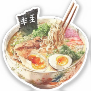 Sticker Délices de ramen à l'aquarelle