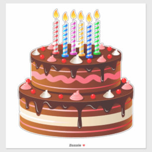 Sticker Délicieux gâteau au chocolat d'anniversaire avec b