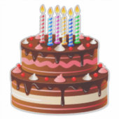 Sticker Délicieux gâteau au chocolat d'anniversaire avec b (Devant)