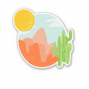 Sticker Délicieux West - Red Mountains Cacti and Sun Land