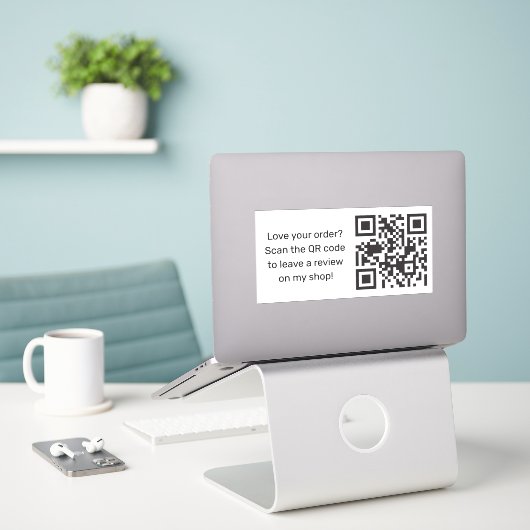 Sticker Demande de révision d'entreprise avec code QR (Ordinateur portable sur le bureau)