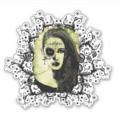 Sticker Demi-Crâne Fille Visage Jour de l'art de la goth m (Devant)