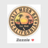 Sticker Demi Moon Bay California Retro Sunset Souvenirs (Feuille)
