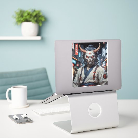 Sticker Demon Samurai (Ordinateur portable sur le bureau)
