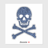 Sticker Denim Blue Jeans Style Skull Crossbones souriant (Feuille)
