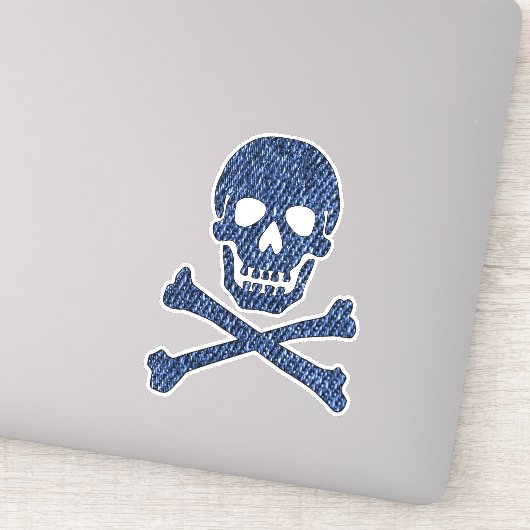 Sticker Denim Blue Jeans Style Skull Crossbones souriant (Détail)