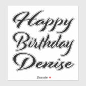 Sticker Denise Nom Prénom Anniversaire de la Broderie noir (Feuille)