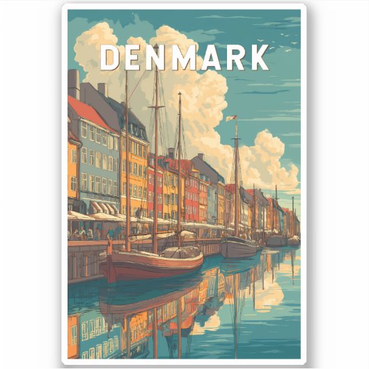 Sticker Denmark Illustration Travel Art Vintage (Devant)