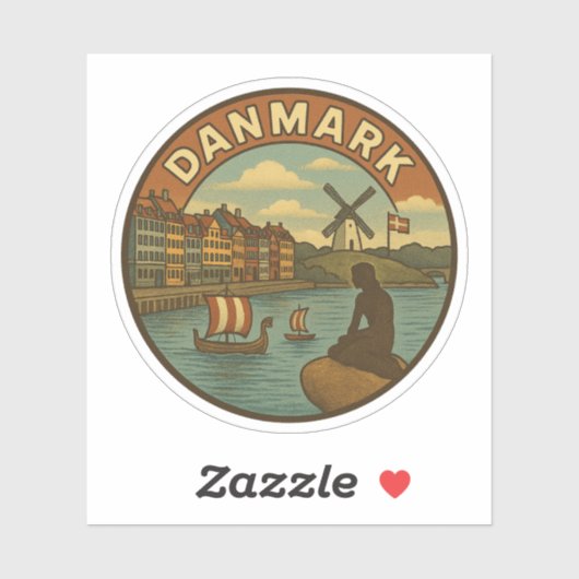 Sticker Denmark Travel Vintage (Feuille)