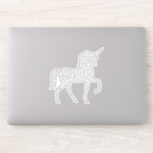 Sticker Dentelle gris argent licorne (Ordinateur)