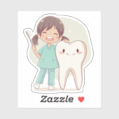 Sticker Dentiste dentaire mignon (Feuille)