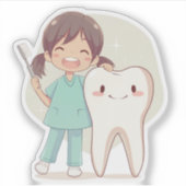 Sticker Dentiste dentaire mignon (Devant)