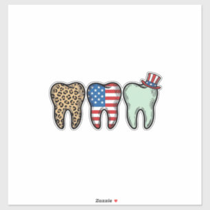 Sticker Dentiste Patriotique Dent Vintage Léopard Chemise