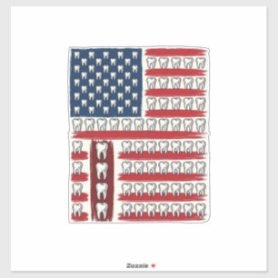 Sticker Dentiste Patriotique Drapeau Dentaire