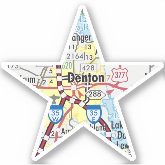 Sticker Denton Texas Map (Devant)