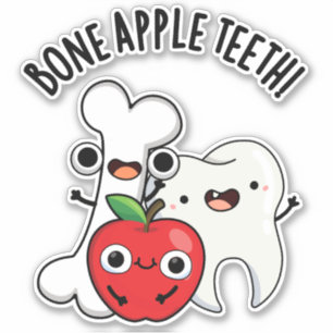 Sticker Dents de pomme os drôle Bona Appétit Pun