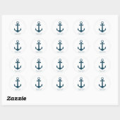 Sticker d'enveloppe blanche et bleue marine Ancre  (Feuille)