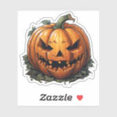 Sticker Déplaisant Halloween Cool Orange visage Citrouille (Feuille)