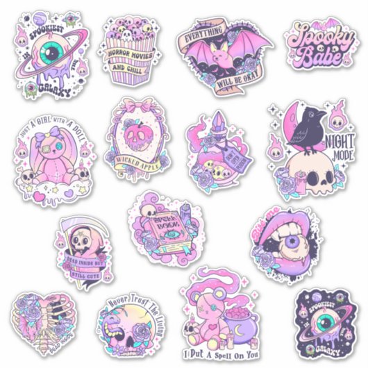 Sticker Déplaisant Kawaii Pastel Goth Witchery (Devant)