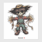 Sticker Déplaisant Scarecrow petit garçon couleur illustra (Feuille)